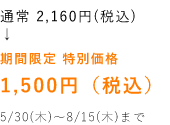 期間限定 特別価格 1,500円(税込)